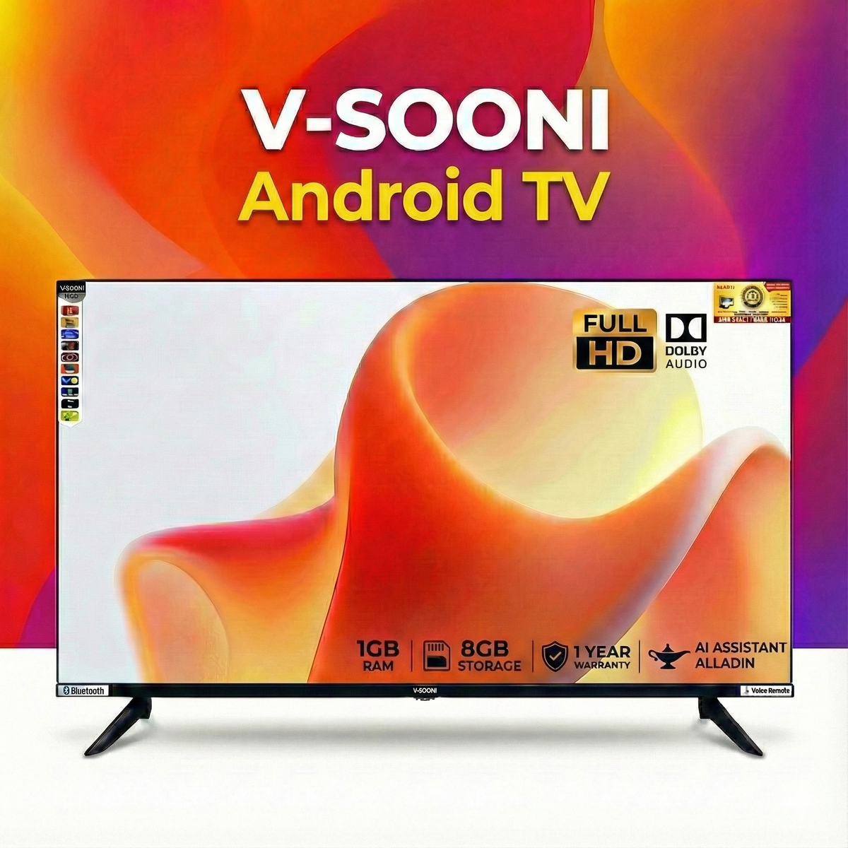 VSOONI 43 FIRE 43-Inch Full HD Android Smart LED TV | BOE F56 Panel, Dual-Band Wi-Fi & 24W Audio