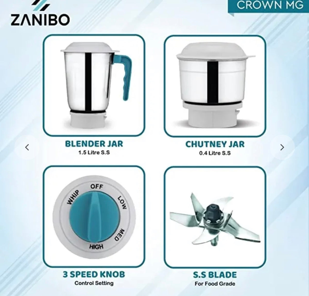 Zanibo Mixer Grinder Crown MG-500W
