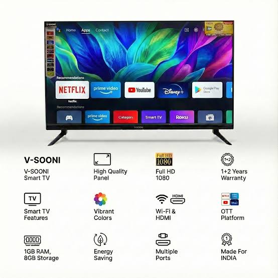 VSOONI 32 FIRE 32-Inch Frameless Full HD Android Smart TV